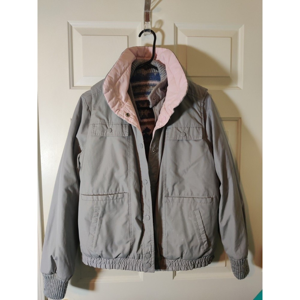 Vintage Upward ski jacket convertible Gray/Pink W Sweater Lining size M full zip